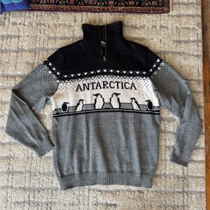 Norlender Norwegian Knitwear Antarctica Penguin Quarter Zip Sweater
